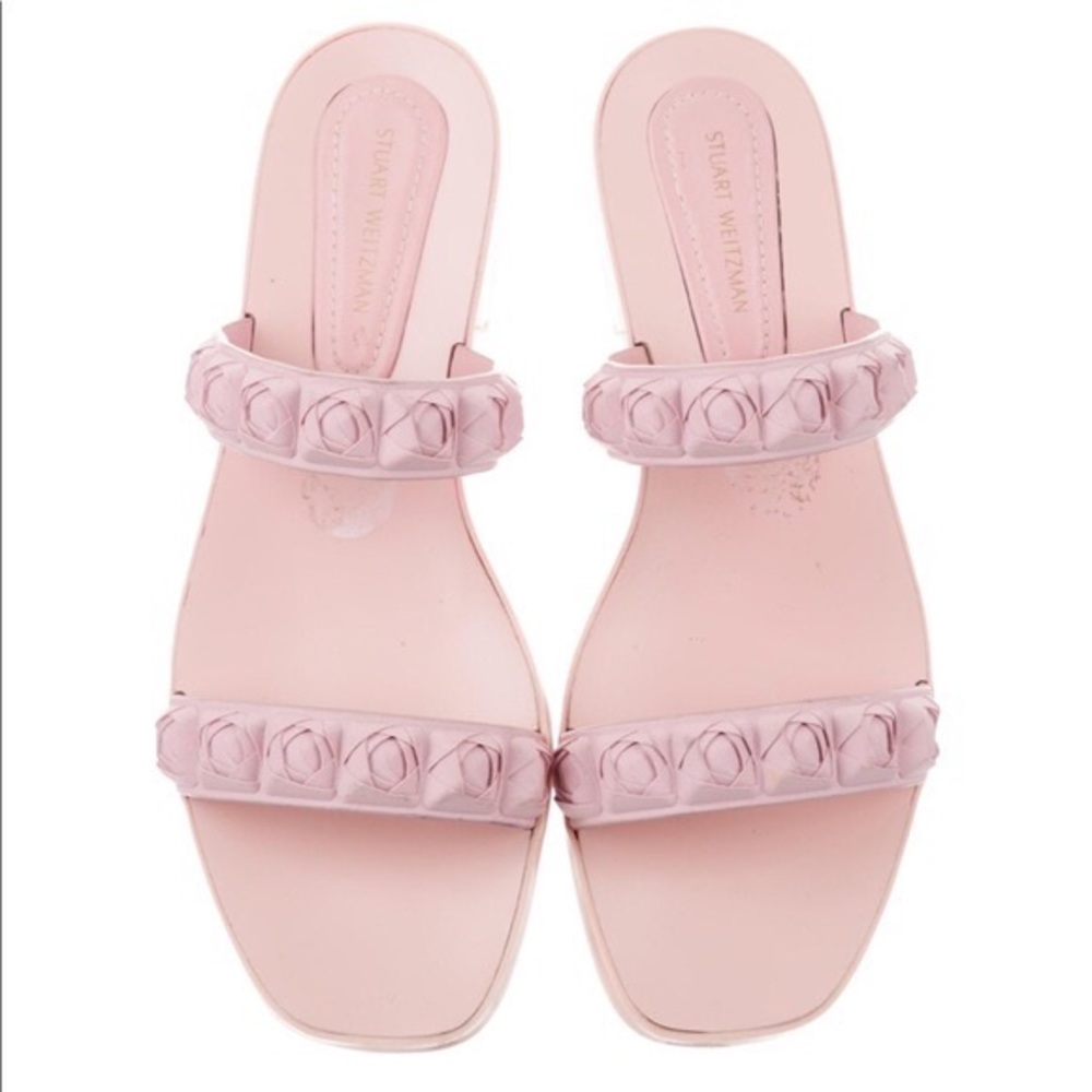 Stuart Weitzman Dusty Rose Rosita Debossed Sandals